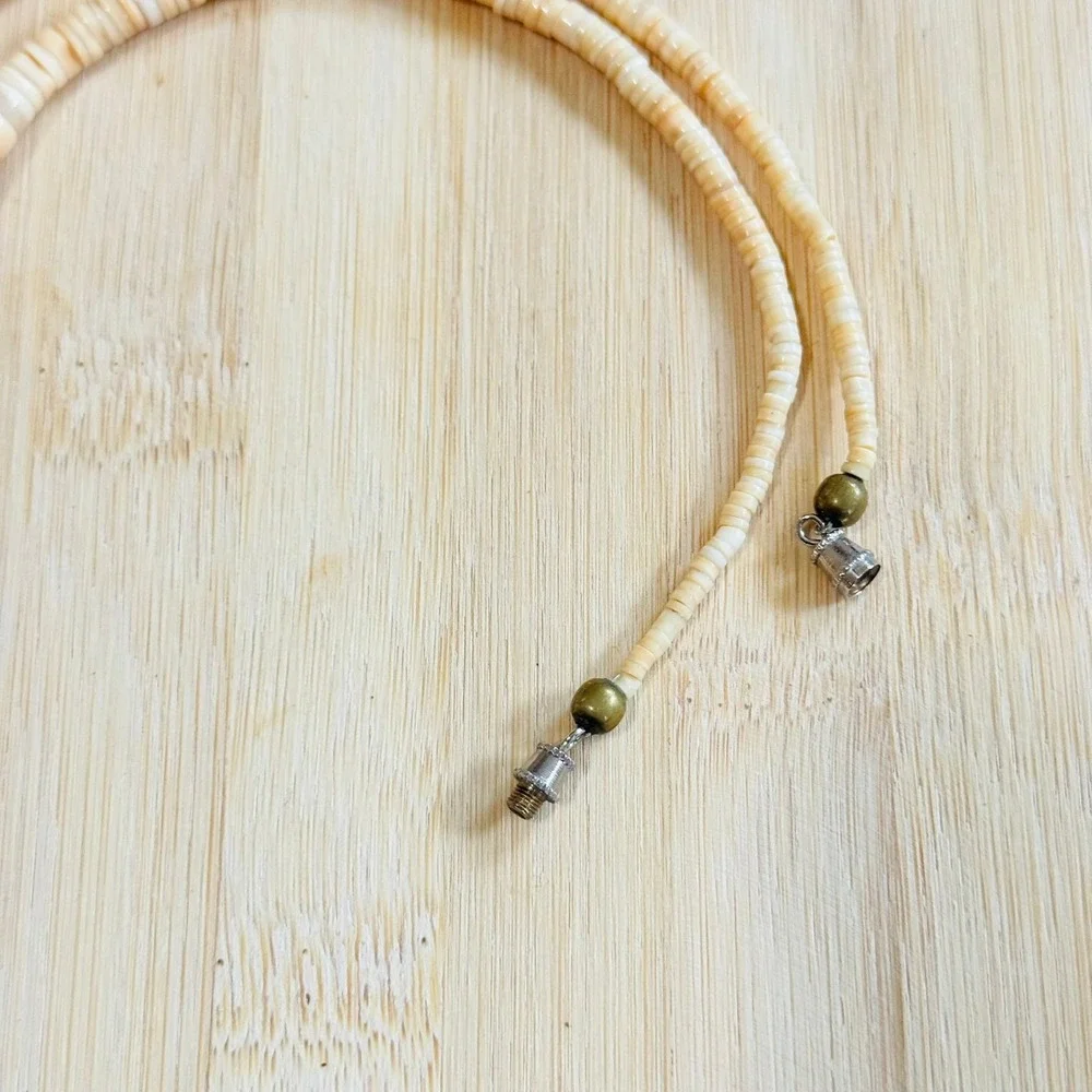 VTG Santo Domingo limpet shell Necklace Heishi tigers‎ eye beads Native American